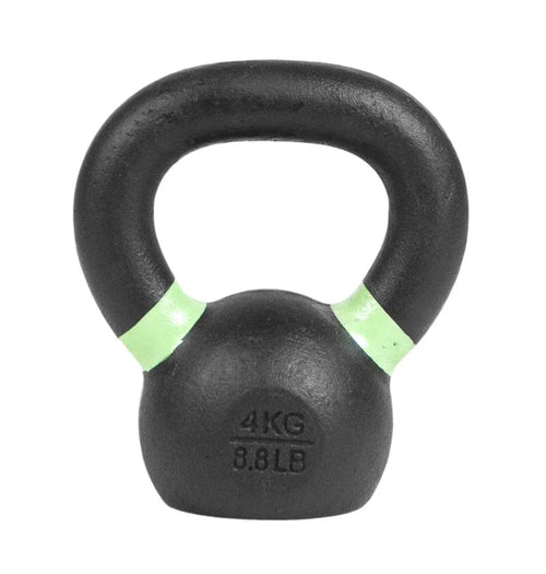Cordyn Cast Iron Kettlebell in Black — colour-coded weight markings and flat base