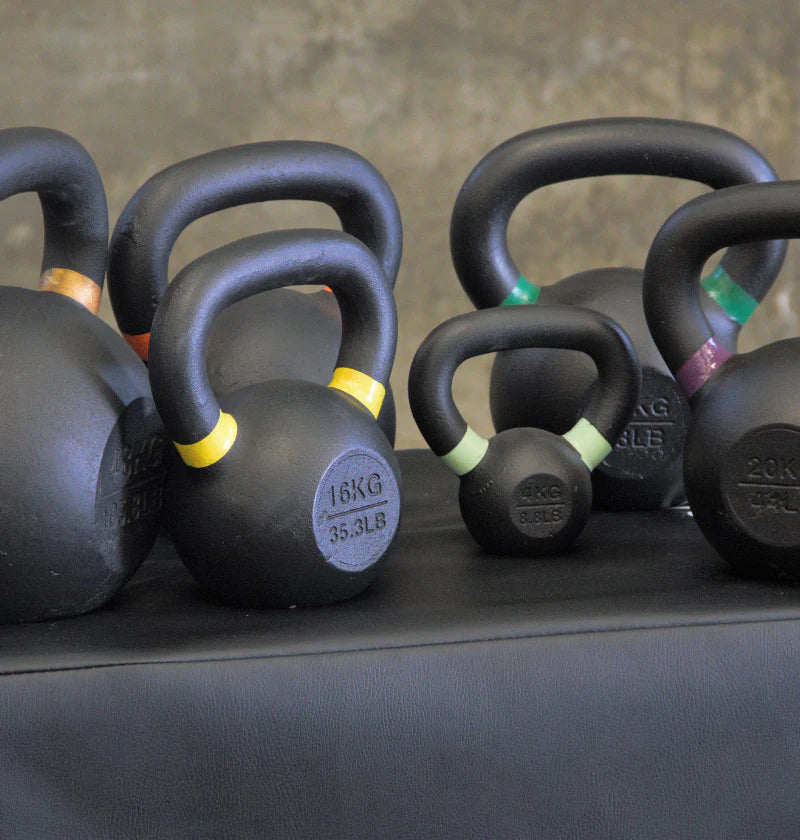 Cordyn Cast Iron Kettlebell range — multiple weights shown together