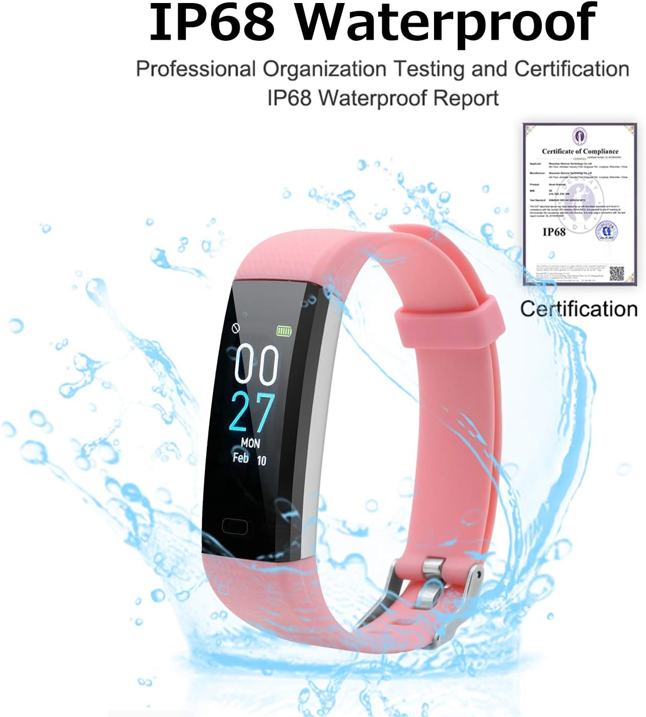 Fitness Tracker with Heart Rate Activity Tracker Sleep Monitor, Smart Watch Health Tracker IP68 Pedometer Step Counter for Man Women(Pink)