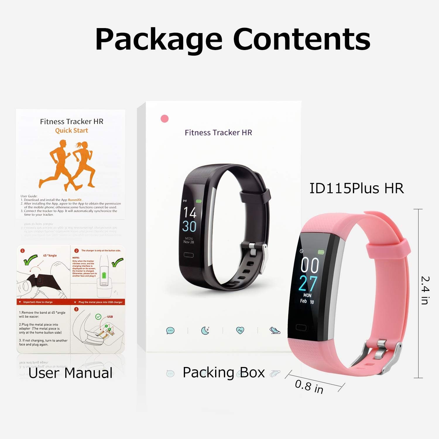 Fitness Tracker with Heart Rate Activity Tracker Sleep Monitor, Smart Watch Health Tracker IP68 Pedometer Step Counter for Man Women(Pink)