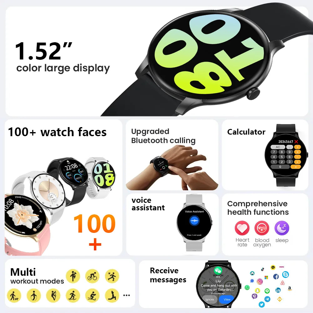 Cordyn Sport Smart Watch in Silver — full touchscreen interface closeup