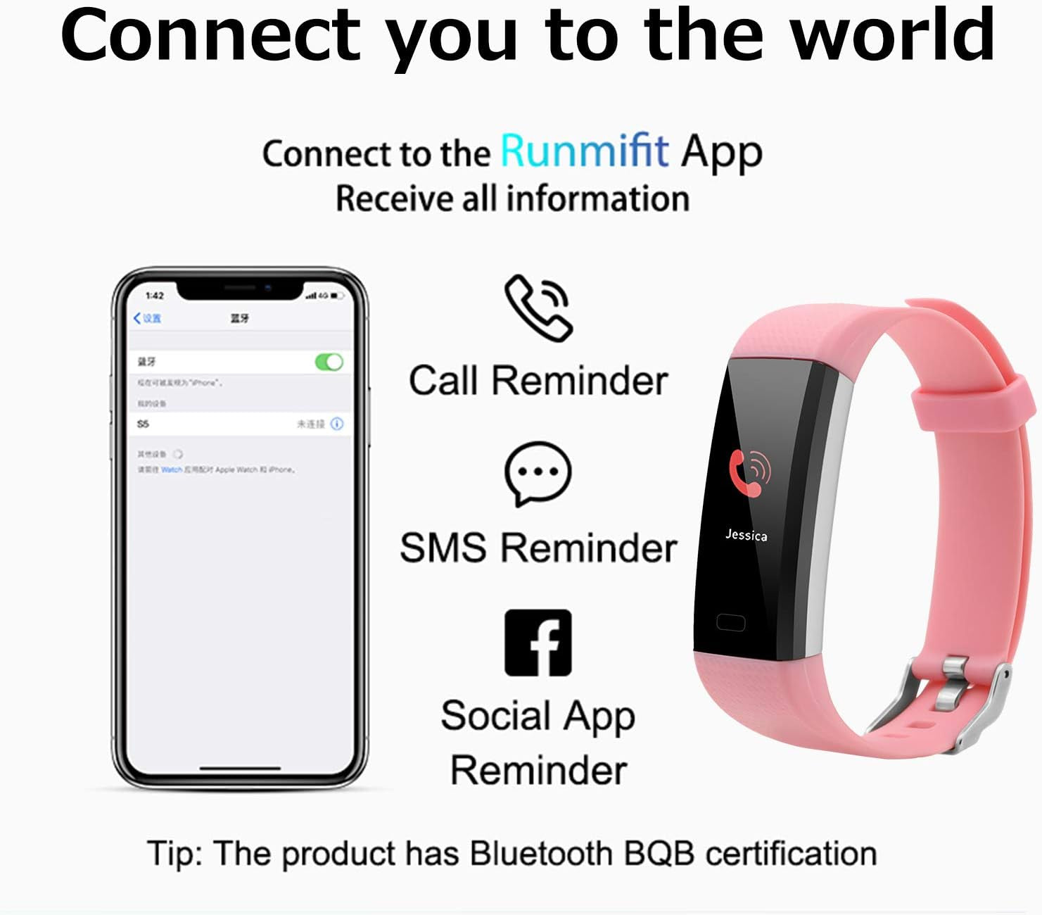 Fitness Tracker with Heart Rate Activity Tracker Sleep Monitor, Smart Watch Health Tracker IP68 Pedometer Step Counter for Man Women(Pink)